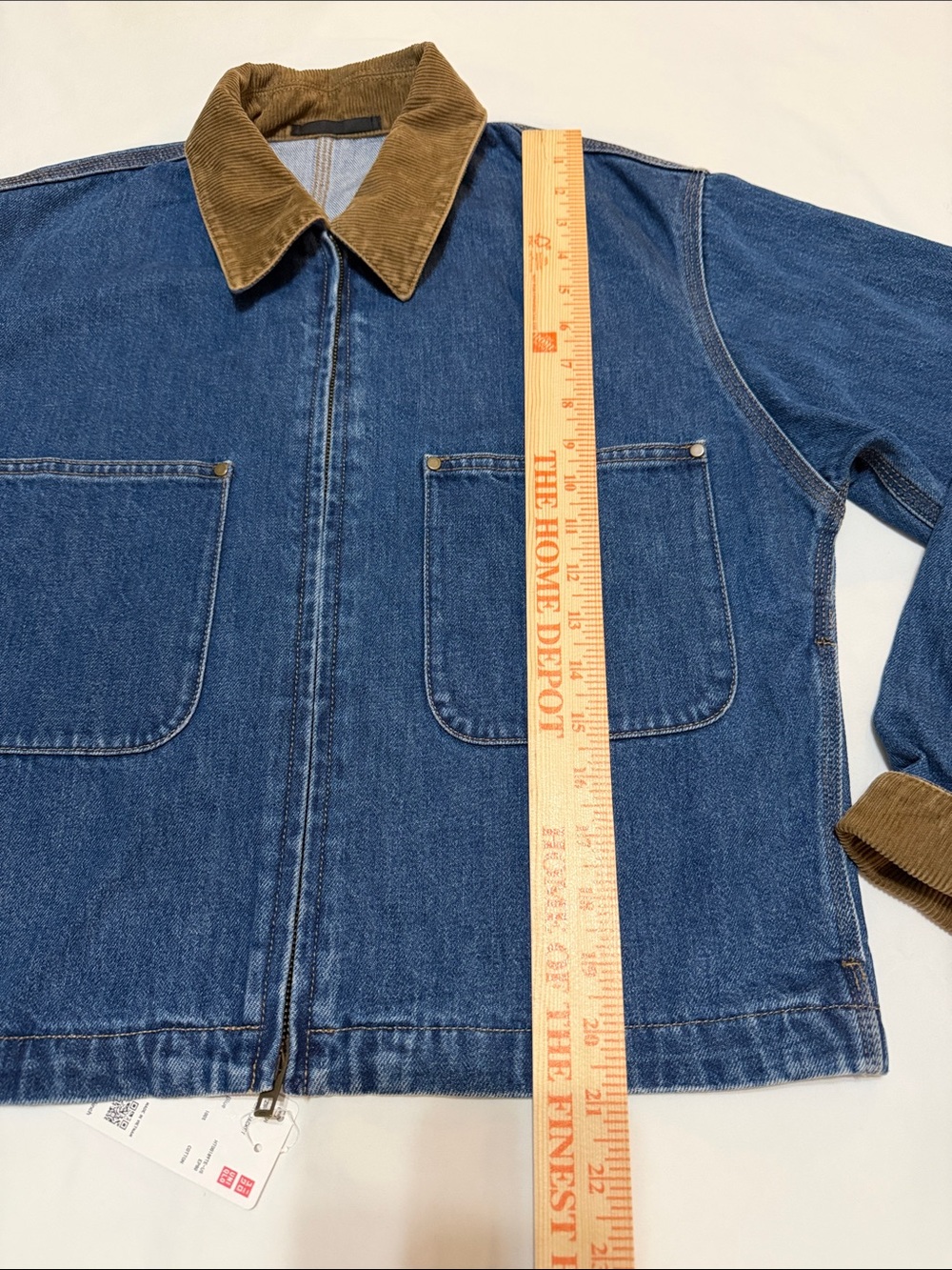 Uniqlo Zip-Up Short Jacket Corduroy Collar Oversized Front Pockets S NWT - Picture 6 of 9
